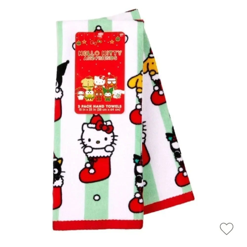 Nwt Christmas 2pc Hello Kitty Hand Towels Set, 15